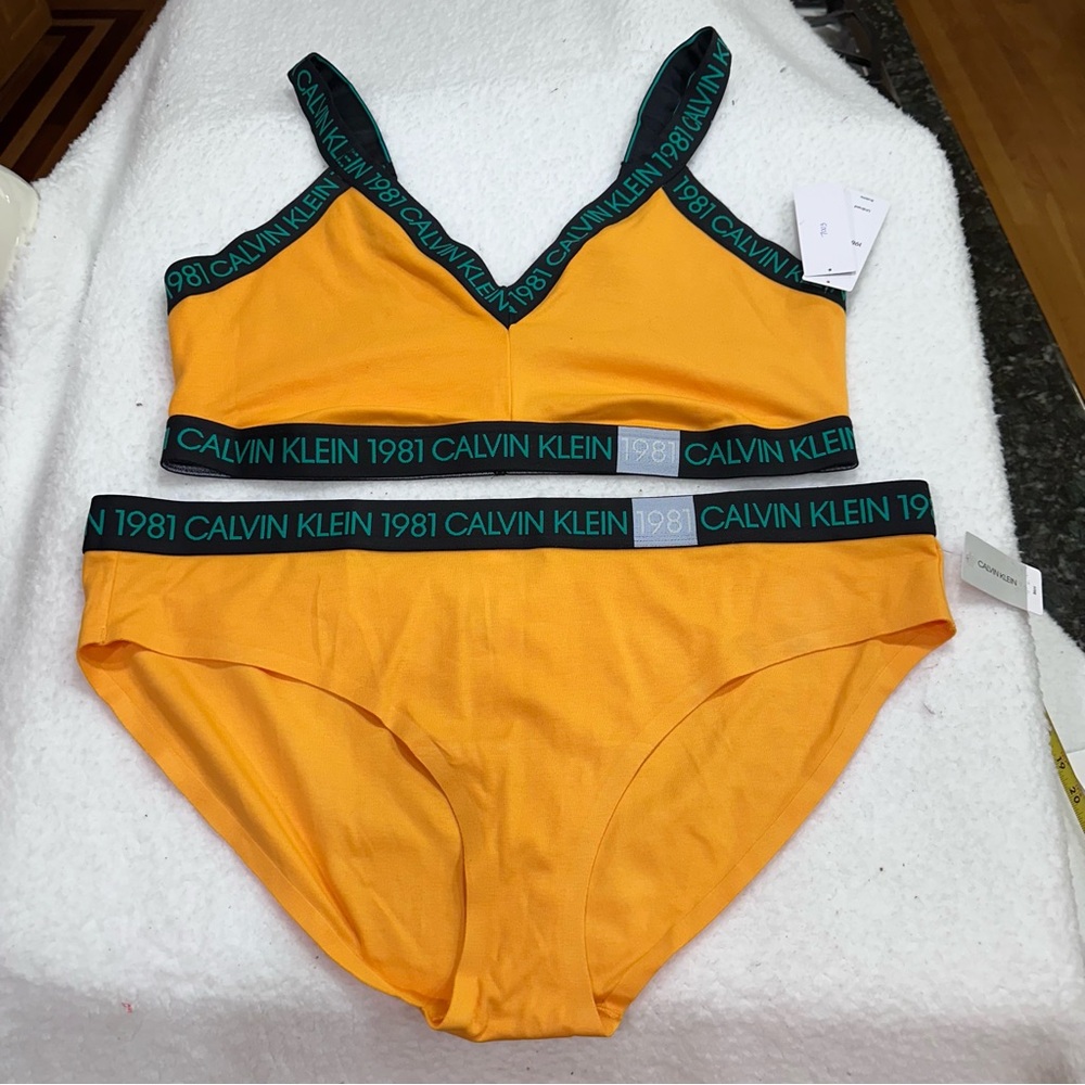 Yellow Calvin Klein Bralette and Panty Set